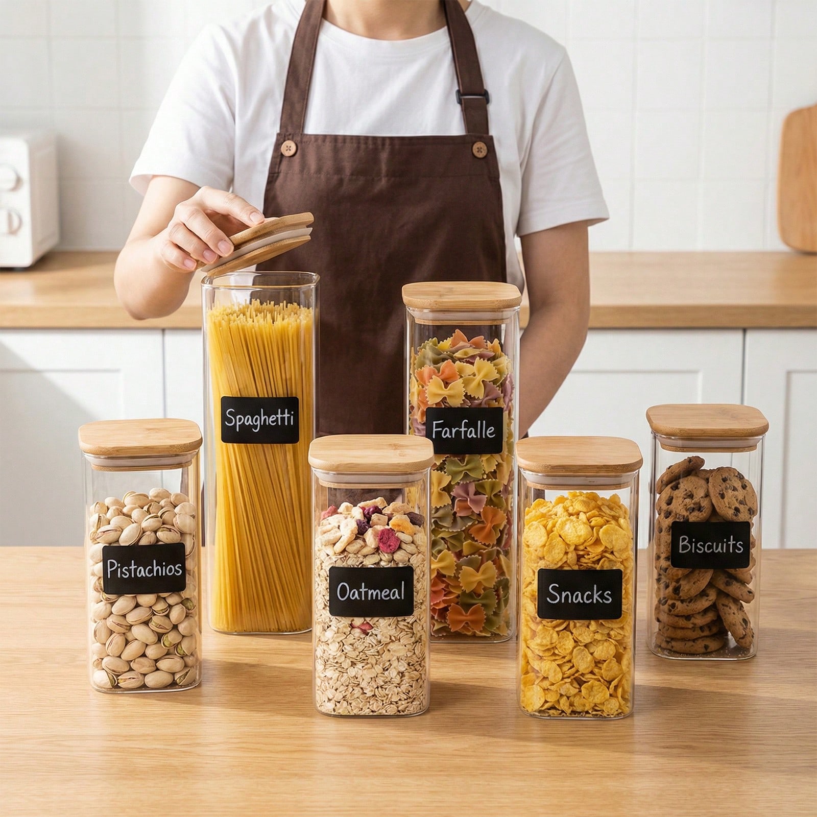 Food Storage In Pantry - Recipientes de vidrio para almacenamiento de