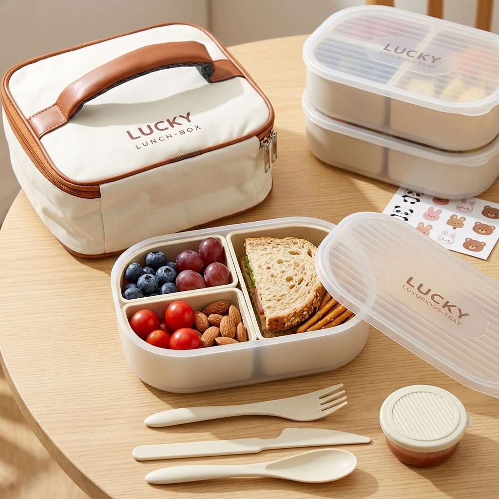 Food Storage Microwave Safe - Contenedor de almuerzo portátil de plástico