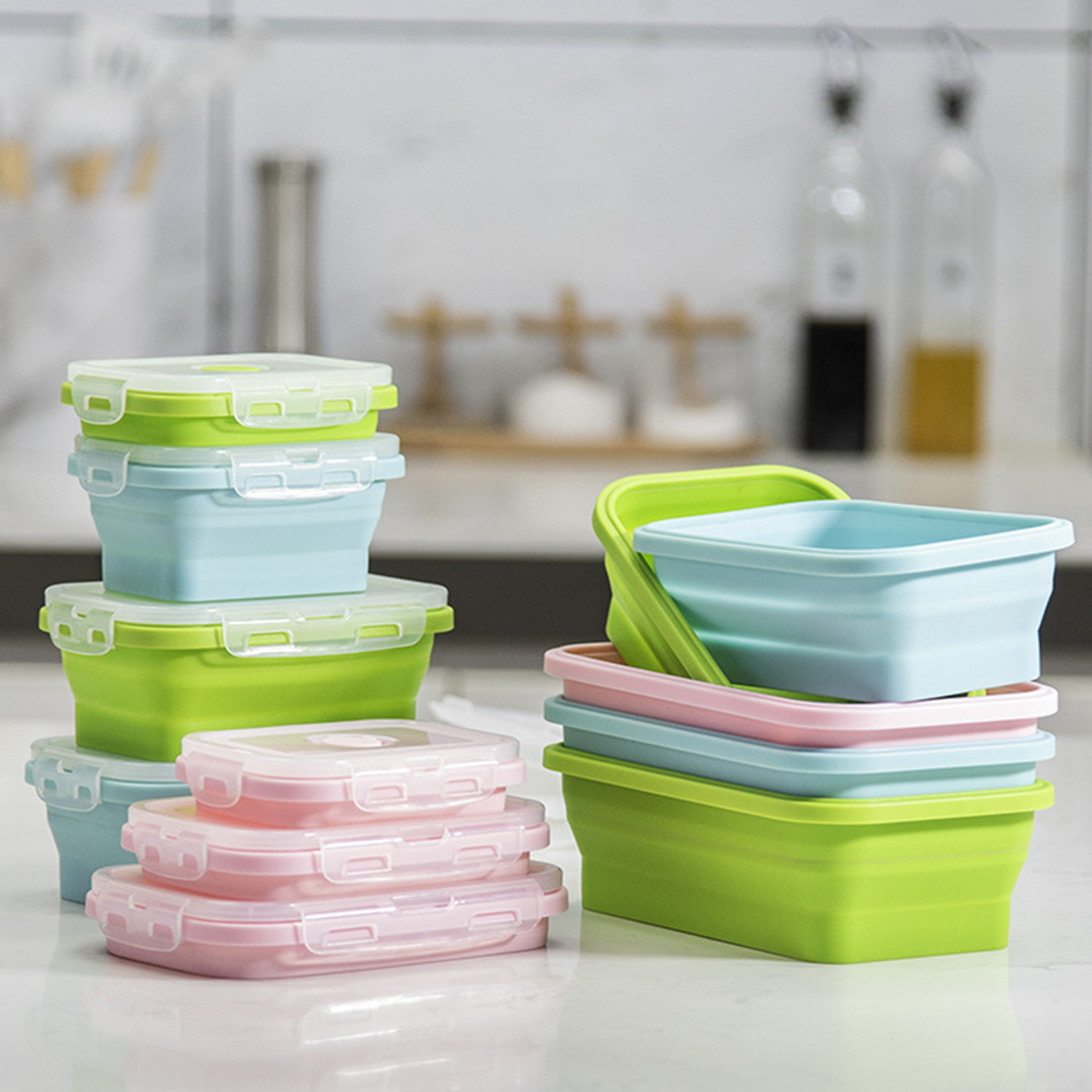 Food Storage Microwave Safe - Lonchera de Silicona de Grado Alimenticio,
