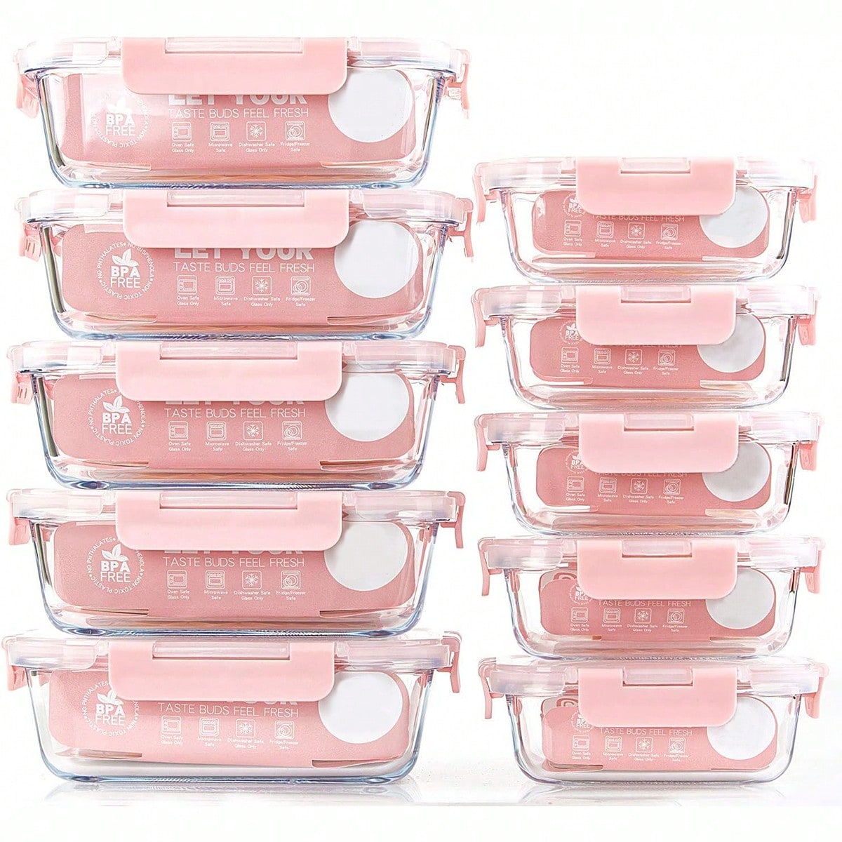 Food Storage Warehouse - Paquete de 10 recipientes de vidrio