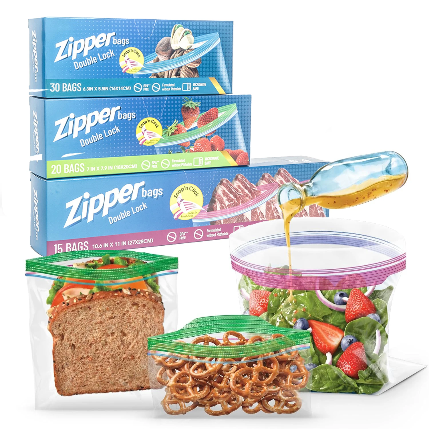 Ziploc Food Storage - Bolsas Ziploc para Snacks, Bolsas de
