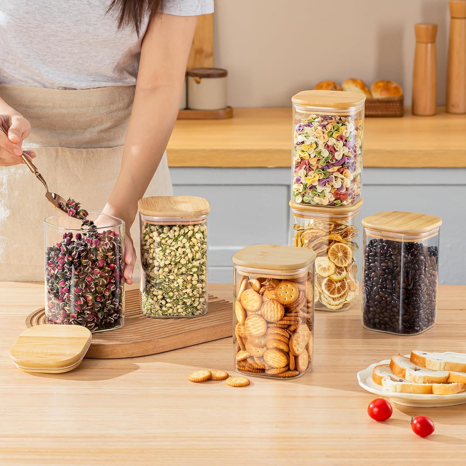 Paquete de 6 Frascos de Vidrio - Food Storage In Pantry reseña y precio
