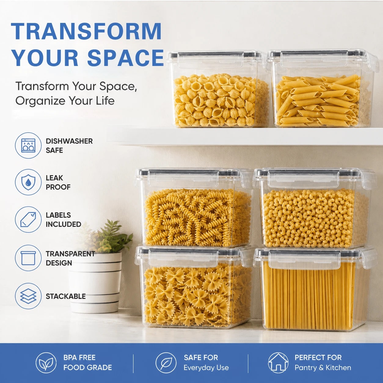Juego de 8 Recipientes Herméti - Food Storage In Pantry reseña y precio